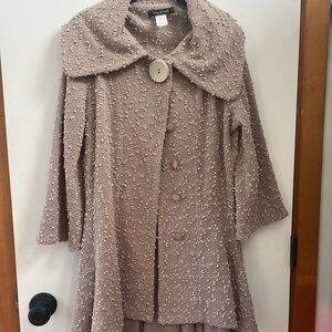 Textured Taupe Button Front Coat